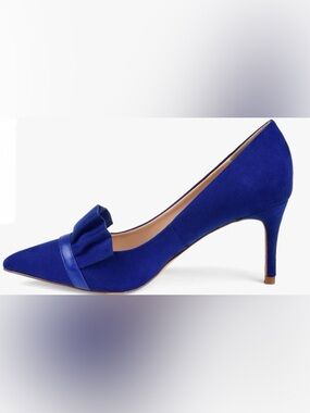 Journee Collection Marek Blue Faux Suede Ruffle Pumps - Size 7.5 (NIB)
